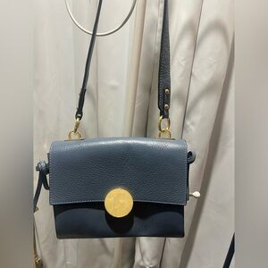 Uno Alla Volta Leather Shoulder Purse Blue